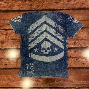 AFFLICTION Vintage Men's T-shirt Size M Short Sleeve Distressed Blue Sku…
